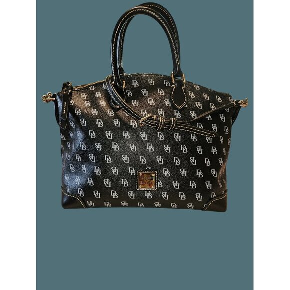 Dooney & Bourke Gretta Black Signature Crossbody Satchel Classic Old Money - Picture 1 of 16